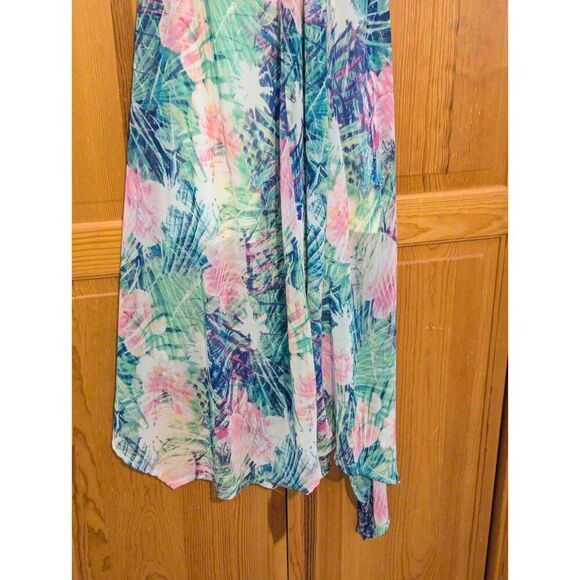 Pink & Green Trapeze Maxi Dress Small Resort - Picture 4 of 9